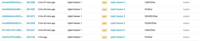 Hacker upbit bắt đầu chuyển tiền