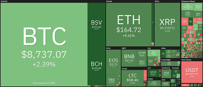 Tổng quan về thị trường tiền điện tử hàng ngày. Nguồn: Coin360