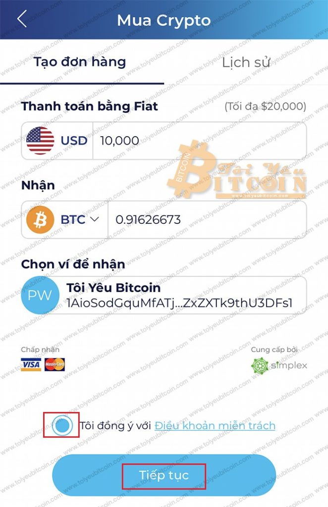 Mua crypto trên Infinito. Ảnh 1