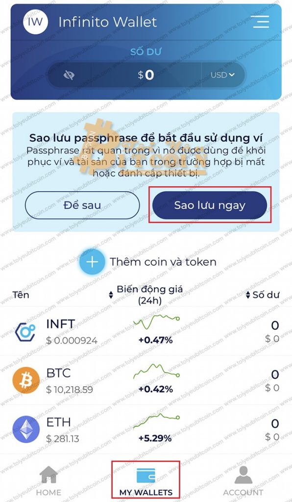 Cách sao lưu ví infinito. Ảnh 1