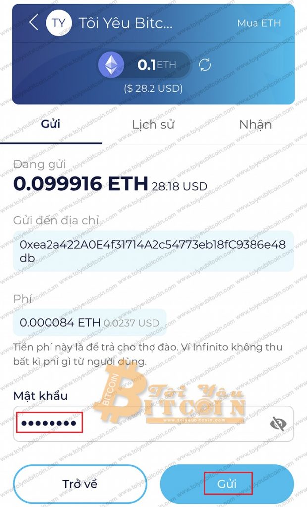 Rút tiền từ ví Infinito. Ảnh 2