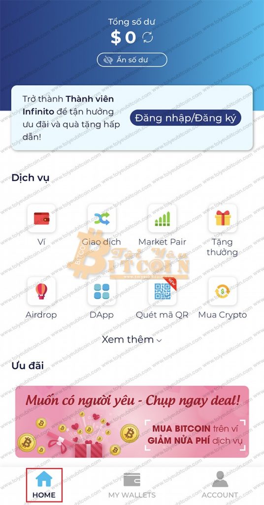 Tổng quan giao diện của ví Infinito. Ảnh 1