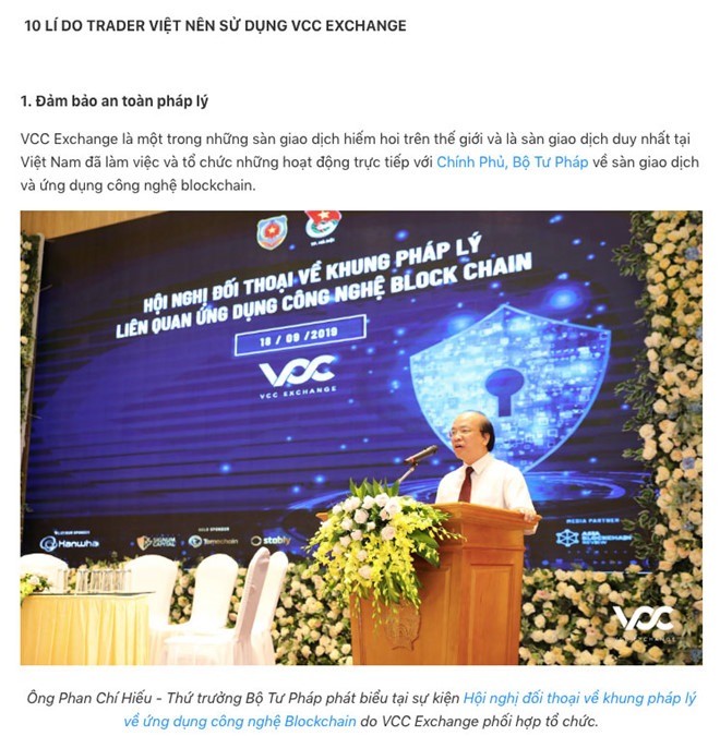 Sàn giao dịch VCC Exchange đưa các hình ảnh quảng cáo gây nhầm lẫn