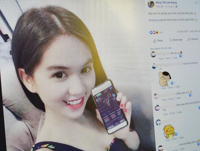 Hình ảnh Ngọc Trinh được ghép và sử dụng trái phép để quảng bá cho Wefinex.