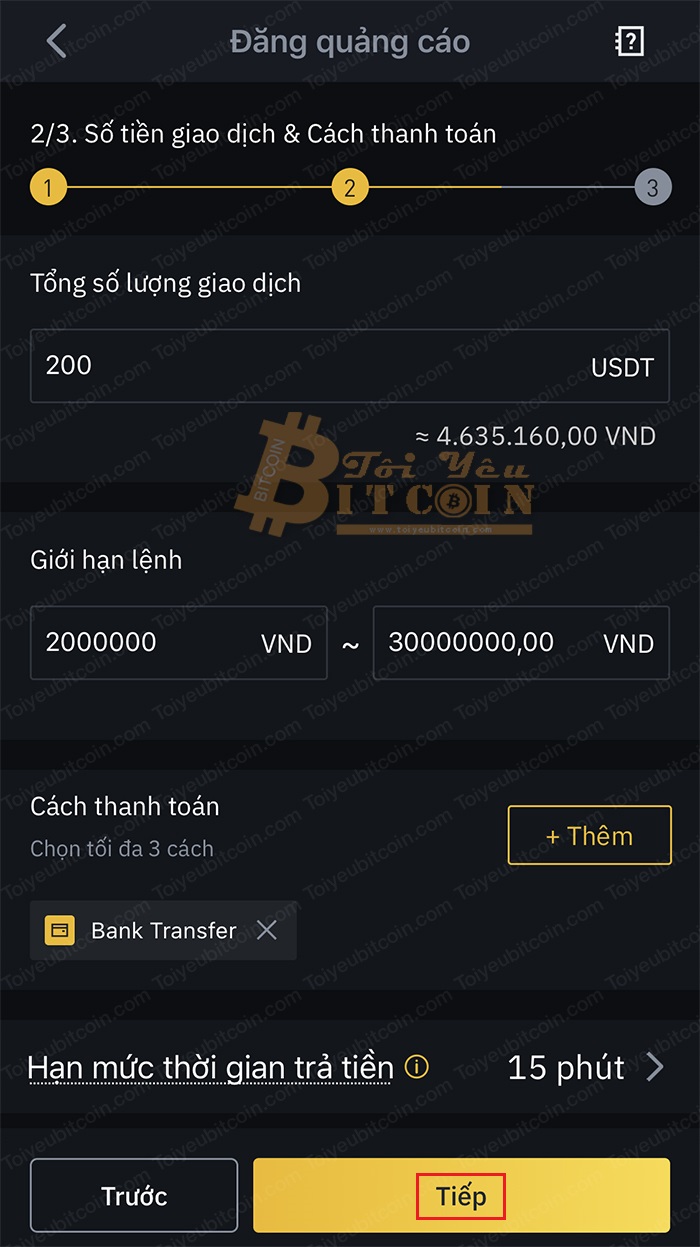 Cách tạo quảng cáo mua coin trên Binance P2P. Ảnh 3