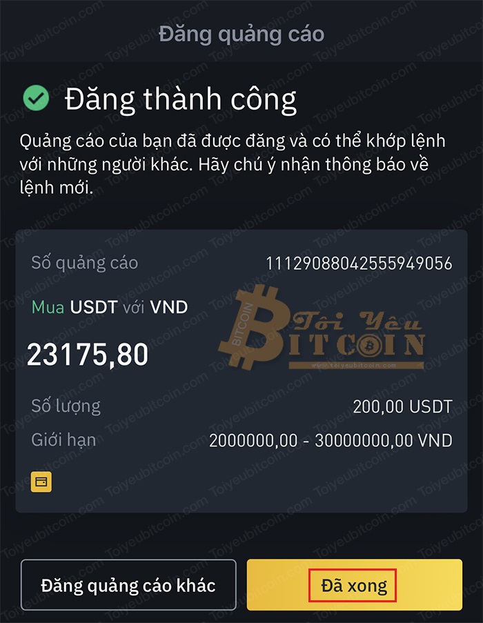 Cách tạo quảng cáo mua coin trên Binance P2P. Ảnh 5