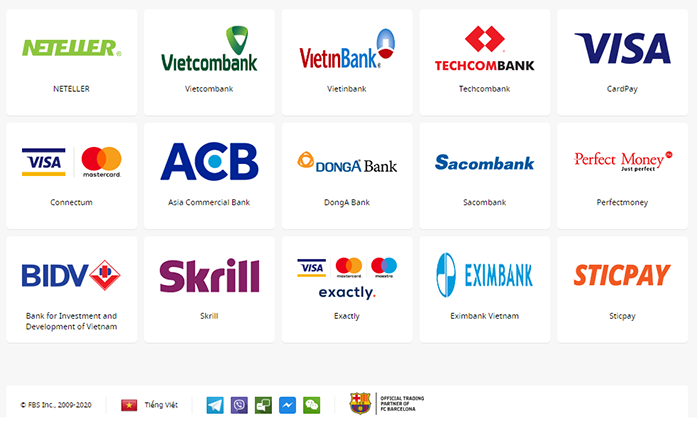 Nạp và rút tiền tại sàn FBS