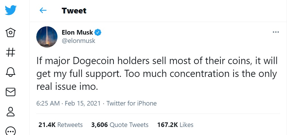Dòng tweet của Musk thu hút hơn 167.000 lượt yêu thích, hơn 21.000 lượt chia sẻ chỉ sau một ngày. Ảnh: @elonmusk.