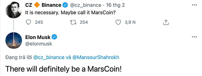  Bài đăng nhắc đến Marscoin của Elon Musk. Ảnh: Chụp màn hình.