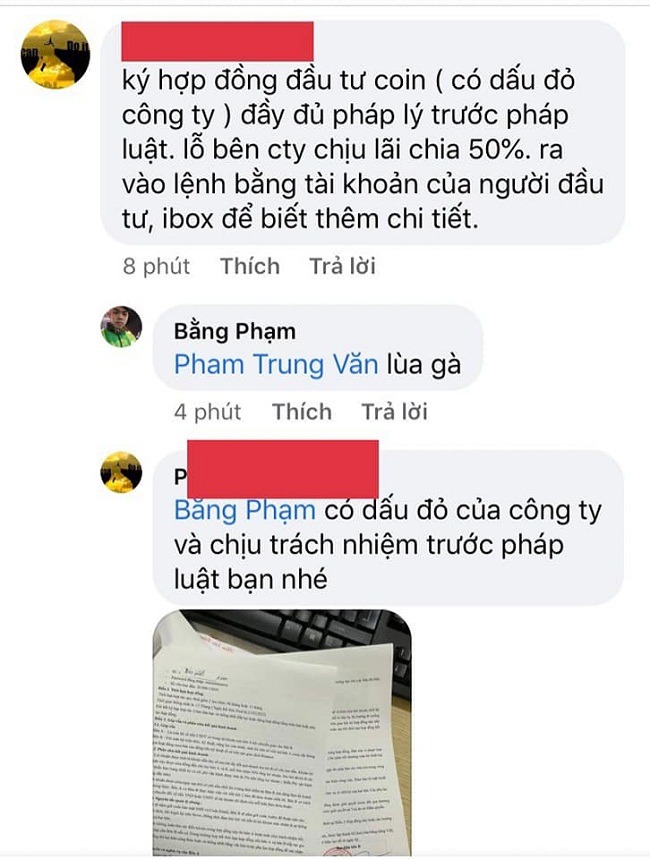 Thậm chí có tài khoản mời chào đầu tư với cam kết được công ty đóng dấu hợp đồng với đầy đủ pháp lý 