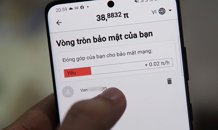 Pi khuyến nghị người chơi mời thân tham gia Vòng tròn bảo mật, và "thưởng" bằng việc tăng tốc độ đào.