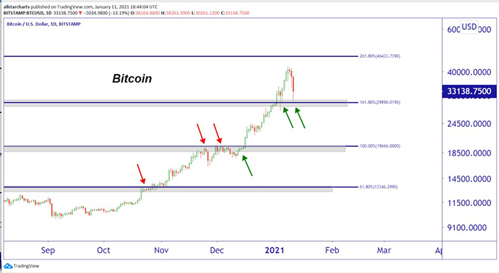Parets dự đoán giá đồng Bitcoin theo biểu đồ trên. Ảnh: Fortune.