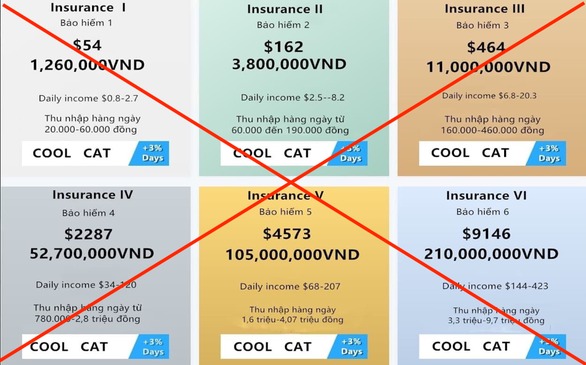 6 gói bảo hiểm với mức phí lên đến 210 triệu đồng - Ảnh: Người chơi cung cấp