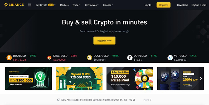 Sàn giao dịch tiền mã hóa Binance. Năm 2011-2019, các sàn giao dịch tiền mã hóa hỗ trợ chuyển đổi thành tiền mặt khoảng 60-80% giao dịch Bitcoin của các nhóm tội phạm. Ảnh: Binance.