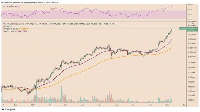 Biểu đồ nến ngày của SOL/USD. Nguồn: TradingView