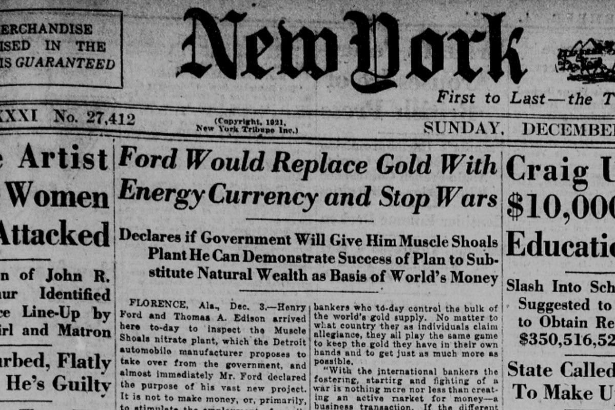 Trang nhất của New York Tribune ngày Chủ nhật (4 tháng 12 năm 1921). Nguồn: Thư viện Quốc hội Hoa Kỳ